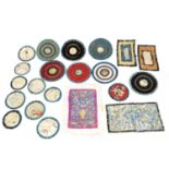 A COLLECTION OF 19 CHINESE COLOURFUL SILK EMBROIDERED CIRCULAR AND OTHER PANELS