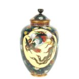 A JAPANESE MEIJI PERIOD CLOISONNE ENAMEL VASE AND COVER