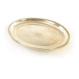 A VICTORIAN OVAL SILVER CARD TRAY