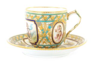 A FINE 19TH CENTURY SEVRES CABINET CUP AND SAUCER