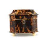 A FINE REGENCY TORTOISESHELL TEA CADDY