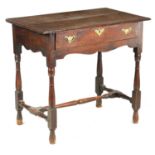 AN EARLY 18TH CENTURY WALNUT BANDED OAK SIDE TABLE