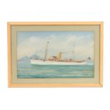LUCA PAPALUCA. AN EARLY 20TH CENTURY WATERCOLOUR OF AN AMERICAN STEAM YACHT