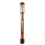 ZERBONI BATTISTESSA & Co, EDINBURGH. A SCOTTISH REGENCY MAHOGANY BOW-FRONT STICK BAROMETER