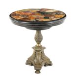 A 19TH CENTURY MINIATURE REVOLVING MARBLE TOP SPECIMEN TABLE