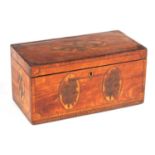 A GEORGE III INLAID SATINWOOD TEA CADDY