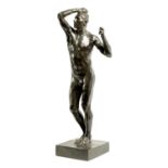 AUGUSTE RODIN 1840-1917. A LARGE PATINATED BRONZE SCULPTURE 'THE AGE OF BRONZE'