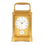J. KLAFTENBERGER, REGENT STREET. A LATE 19TH CENTURY FRENCH ENGRAVED GORGE CASED CARRIAGE CLOCK