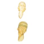 TWO ART DECO IVORY HEADS PROBABLY BY CHIPARIUS AND PREISS