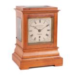 RIEDER & CO. 13 COSWELL RD. LONDON. A SMALL MID 19TH CENTURY SATINWOOD FUSEE LIBRARY MANTEL CLOCK
