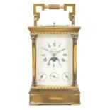 LE EPRÉE. A 20TH CENTURY FRENCH REPEATING CARRIAGE CLOCK WITH CALENDAR AND MOONPHASE