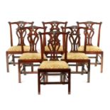 A SET OF SIX EARLY GEORGE III CHIPPENDALE DESIGN MAHOGANY DINING CHAIRS - possibly IRISH