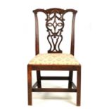 A GEORGE III MAHOGANY CHIPPENDALE STYLE SIDE CHAIR