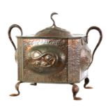 AN ARTS AND CRAFTS NEWLYN SCHOOL COPPER COAL BIN