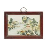 A 19TH CENTURY CHINESE FAMILLE VERTE PORCELAIN WALL PLAQUE