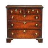 AN EARLY 18TH CENTURY OAK CHEST OF GOOD COLOUR AND PATINA