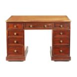 A GOOD LATE GEORGIAN MAHOGANY PARTNERS DESK OF SMALL SIZE