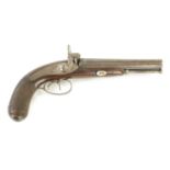 A MID 19TH CENTURY DOUBLE BARRELLED PERCUSSION HOLSTER PISTOL