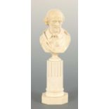 A 19TH CENTURY CARVED IVORY BUST OF WILLIAM SHAKESPEARE
