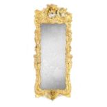 A 17TH CENTURY CARVED GILT WOOD ROCOCO STYLE HANGING MIRROR