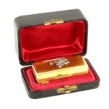 AN EARLY 20TH CENTURY CASED RUSSIAN SILVER GILT, ENAMEL AND DIAMOND SET PATCH BOX