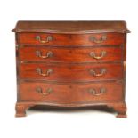 A GEORGE III MAHOGANY SERPENTINE CHEST