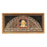 WILLIAM SHAKESPEARE - AN 18TH CENTURY COLOURED SODA GLASS LEADED OVER-DOOR WINDOW