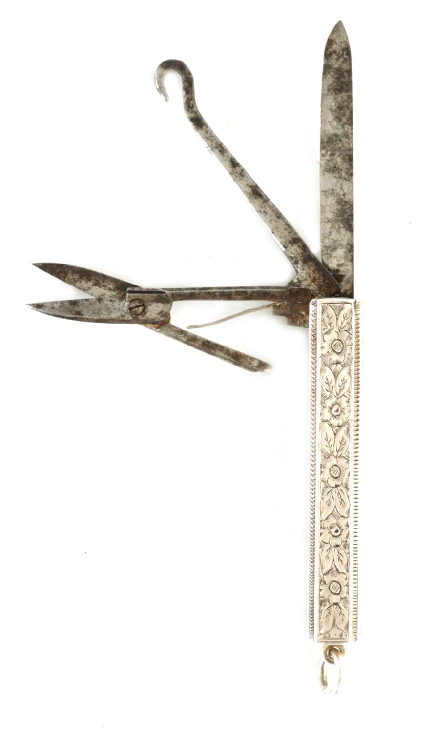 A VICTORIAN BRIGHT CUT SILVER POCKET KNIFE