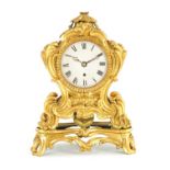 BARRAUDS, CORNHILL, LONDON. AN ENGLISH REGENCY ORMOLU FUSEE MANTEL CLOCK