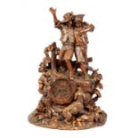 A LARGE LATE 19TH CENTURY CARVED BLACK FOREST FIGURAL CLOCK