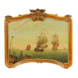 A LARGE EARLY 19TH CENTURY NAIVE MARITIME OIL ON BOARD