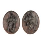 AN PAIR OF LATE 19TH CENTURY CARVED BLACK FOREST WALL PLAQUES