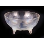 A R LALIQUE 'LYS' CLEAR OPALESCENT GLASS BOWL