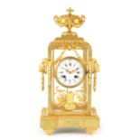 DELAFONTAINE, PARIS. A 19TH CENTURY FRENCH ORMOLU FOUR GLASS MANTEL CLOCK