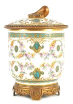 A MID 18TH CENTURY ORMOLU MOUNTED SEVRES JAR AND COVER