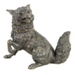A LARGE 19TH CENTURY CONTINENTAL ANIAMLIER BRONZE INKWELL MODELLED AS A FOX