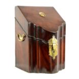 A GEORGE III FIGURED MAHOGANY KNIFE BOX