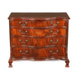 A GOOD 19TH CENTURY FIGURED MAHOGANY CHIPPENDALE REVIVAL SERPENTINE CHEST OF SMALL SIZE