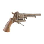 A SMALL LATE 19TH CENTURY BELGIAN PINFIRE REVOLVER