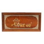 A LARGE EARLY 20TH CENTURY INDIAN INLAID HARDWOOD PANEL
