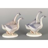 A LARGE PAIR OF ROYAL COPENHAGEN FIGURINES OF GEESE