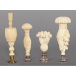 A GOOD COLLECTION OF FOUR CARVED IVORY SEALS