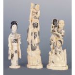 A COLLECTION OF THREE JAPANESE MEIJI PERIOD IVORY OKIMONO