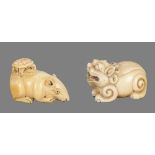 TWO MEIJI PERIOD JAPANESE IVORY NETSUKE