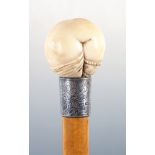 A 19TH CENTURY EROTIC CARVED IVORY HANDLED WALKING STICK