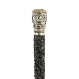 A LATE 19TH CENTURY ANGLO INDIAN SILVER MOUNTED WALKING STICK