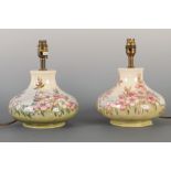 A PAIR OF MOORCROFT LAMPS IN THE SPRING BLOSSOM DESIGN