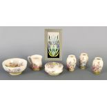 A COLLECTION OF SIX MOORCROFT SPRING BLOSSOM PATTERN AND ANOTHER