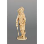 AN IVORY DIEPPE CARVED FIGURE OF A CAVALIER