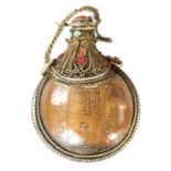 A 19TH CENTURY EASTERN COPPER AND WHITE METAL SNUFF BOTTLE